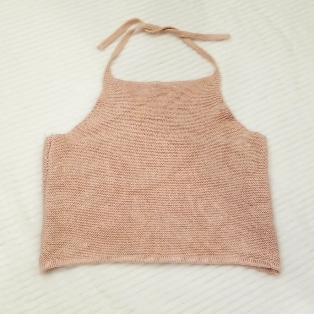 Blush Pink Cropped Halter Top